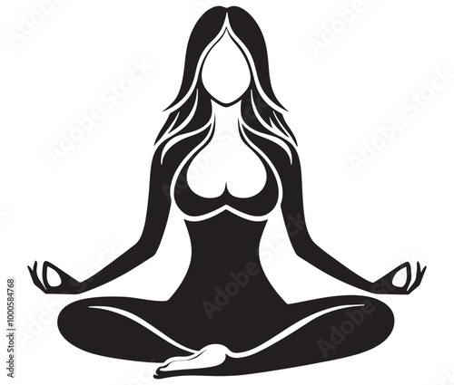 Silhouette of yoga woman, Yoga vector, Female exercise yoga