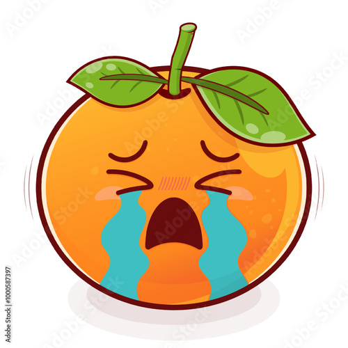 orange crying face cartoon cute