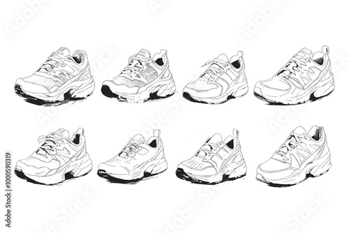 Sneakers Collection Trendy sport sneakers vector flat design concept for lifestyle