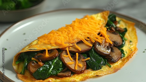 Savory Spinach and Mushroom Cheese Omelette photo