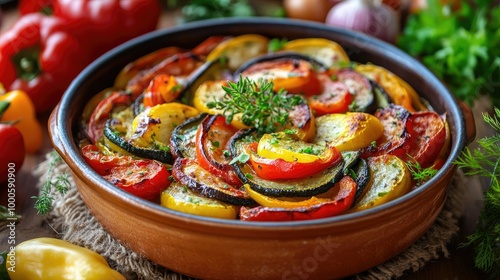 Vibrant Rustic Dish of Freshly Served Vegetables