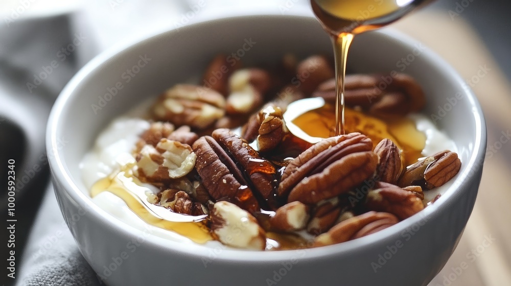 Greek Yogurt Bowl with Maple Syrup Drizzle