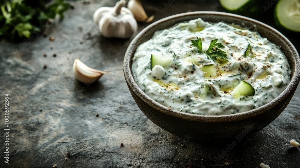 Fresh Greek Yogurt Dip with Cucumber and Garlic Fresh Greek Yogurt Dip with Cucumber and Garlic
