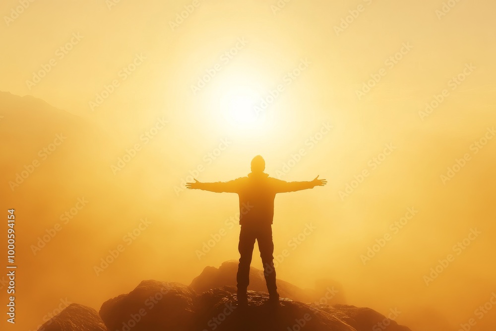 a person standing on a mountain peak