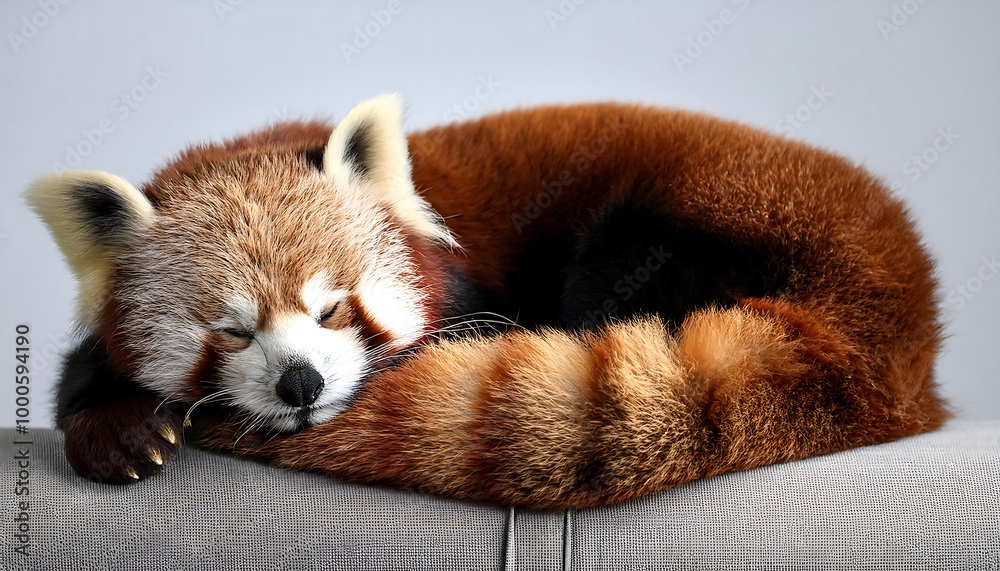 Fototapeta premium Red Panda Relaxing on a Sofa