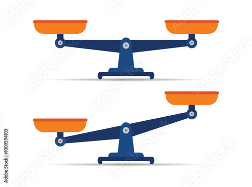 Vector of Scales icon isolated on white background. Balanced and unbalanced of the scales vector illustration.