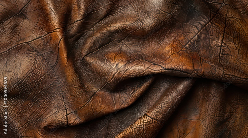 Fototapeta premium Close-Up of Worn and Weathered Leather with Rich Texture