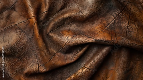 Close-Up of Worn and Weathered Leather with Rich Texture