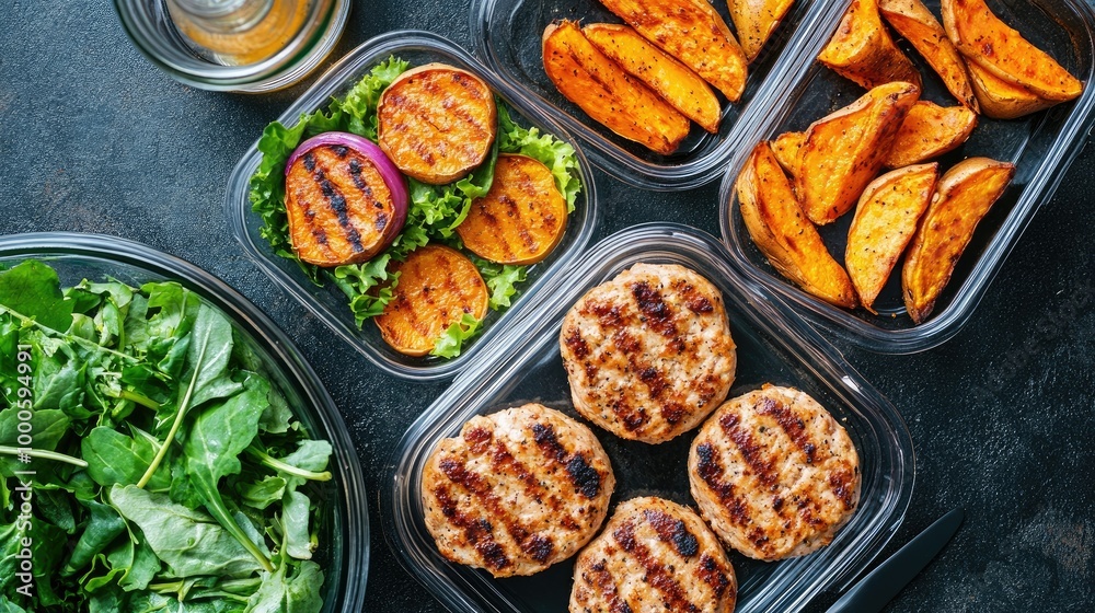 Healthy Meal Prep with Turkey Burgers and Sweet Potatoes Healthy Meal Prep with Turkey Burgers and Sweet Potatoes
