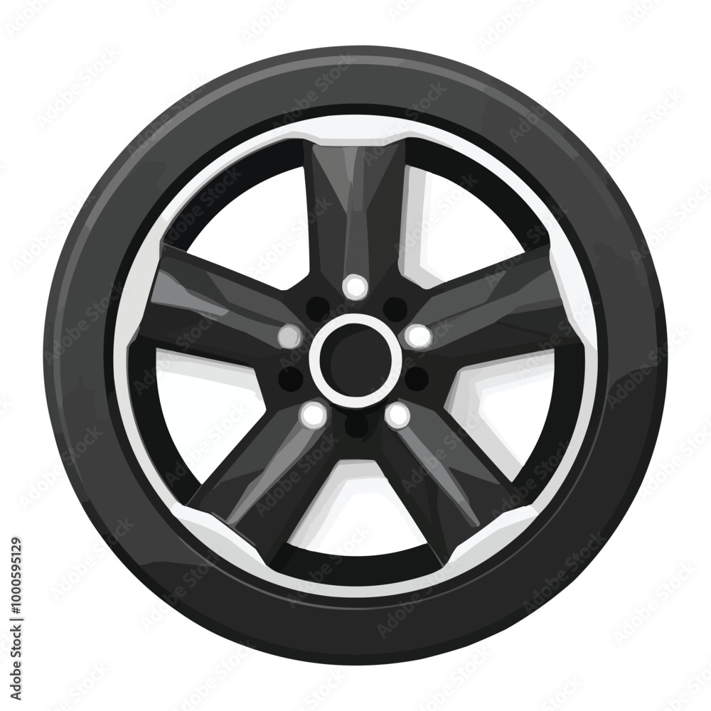 A flat vector of an automotive wheel with no background A flat vector of an automotive wheel with no background