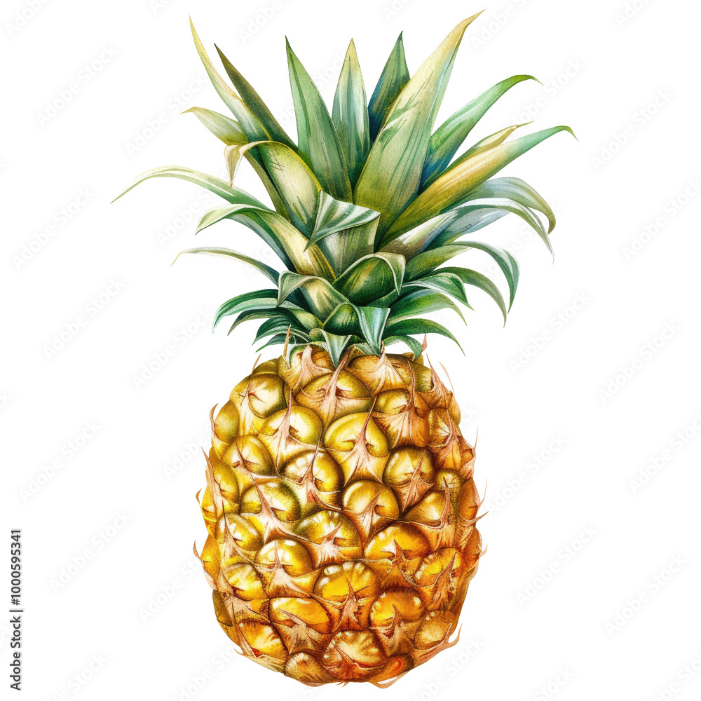 Fototapeta premium pineapple illustration isolated on transparent white background, clipping path