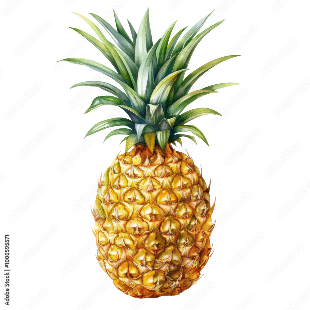 Fototapeta premium pineapple illustration isolated on transparent white background, clipping path
