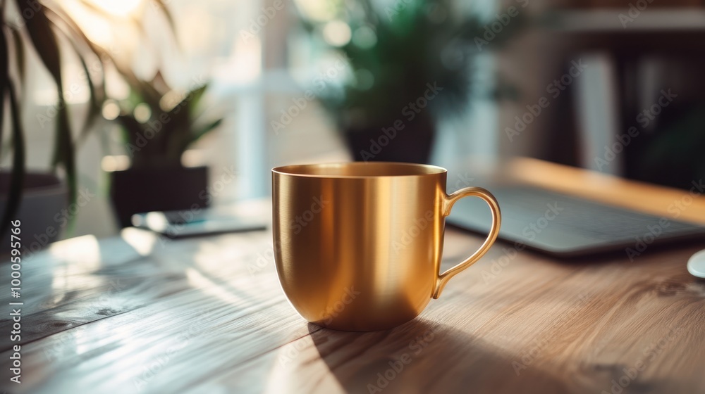 Golden cup on the table Golden cup on the table