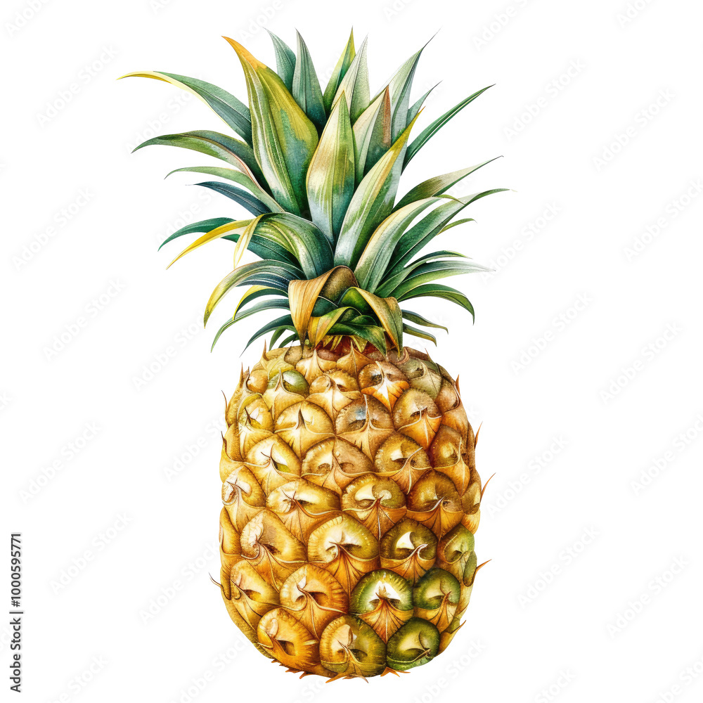 Fototapeta premium pineapple illustration isolated on transparent white background, clipping path