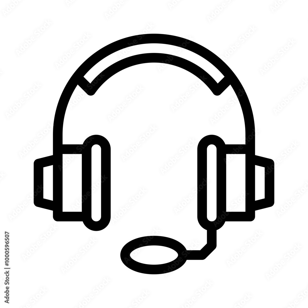 headset microphone line icon headset microphone line icon