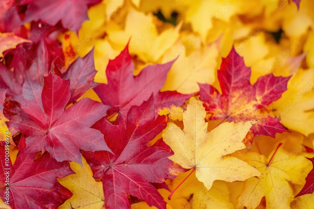 Beautiful autumn background of red and yellow maple leaves on the tree, selective focus - generative ai Beautiful autumn background of red and yellow maple leaves on the tree, selective focus - generative ai