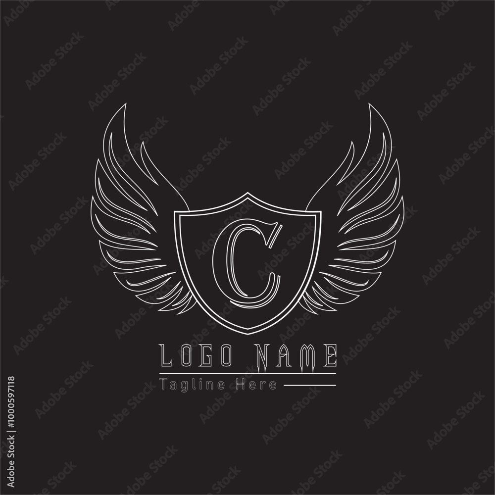 Obraz premium eagle shield letter logo with wings