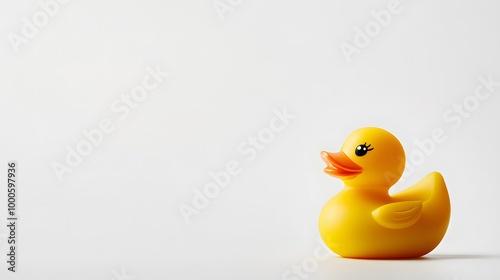 Yellow Rubber Duck on White Background