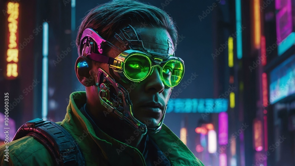 a technologicallyenhanced detective with neon image a technologicallyenhanced detective with neon image