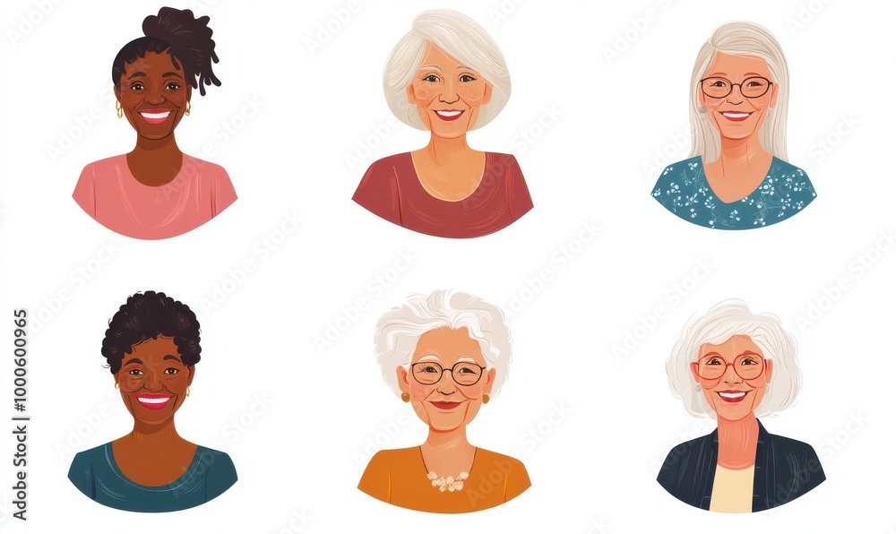 Smiling Senior Women Portraits   Diversity  Age  and Inclusivity