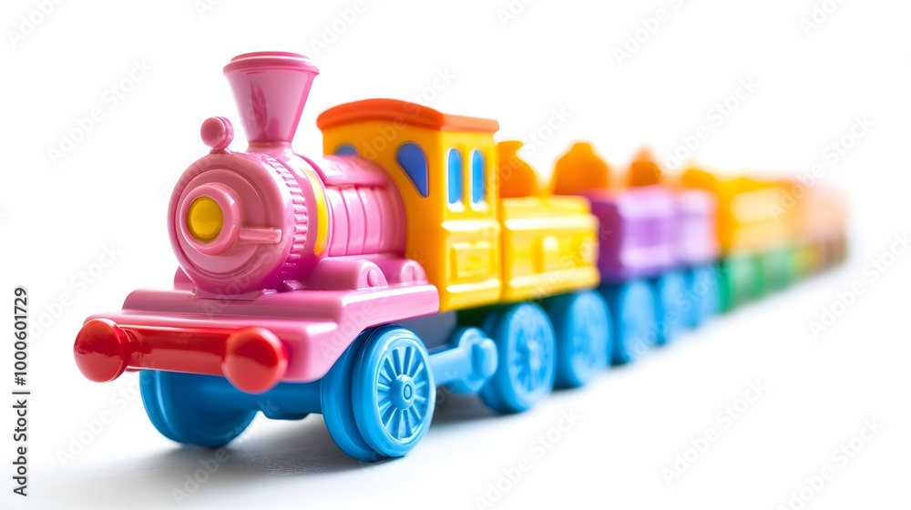 Colorful Toy Train on White Background Colorful Toy Train on White Background