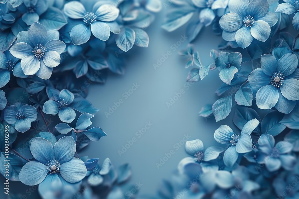 Blue Bloom: Elegant Floral Frame Illustration Blue Bloom: Elegant Floral Frame Illustration