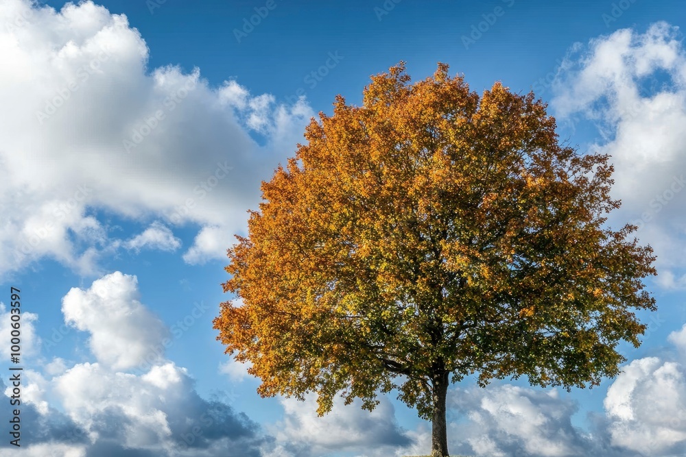 view into a autumn colored marple tree against the sky - generative ai view into a autumn colored marple tree against the sky - generative ai