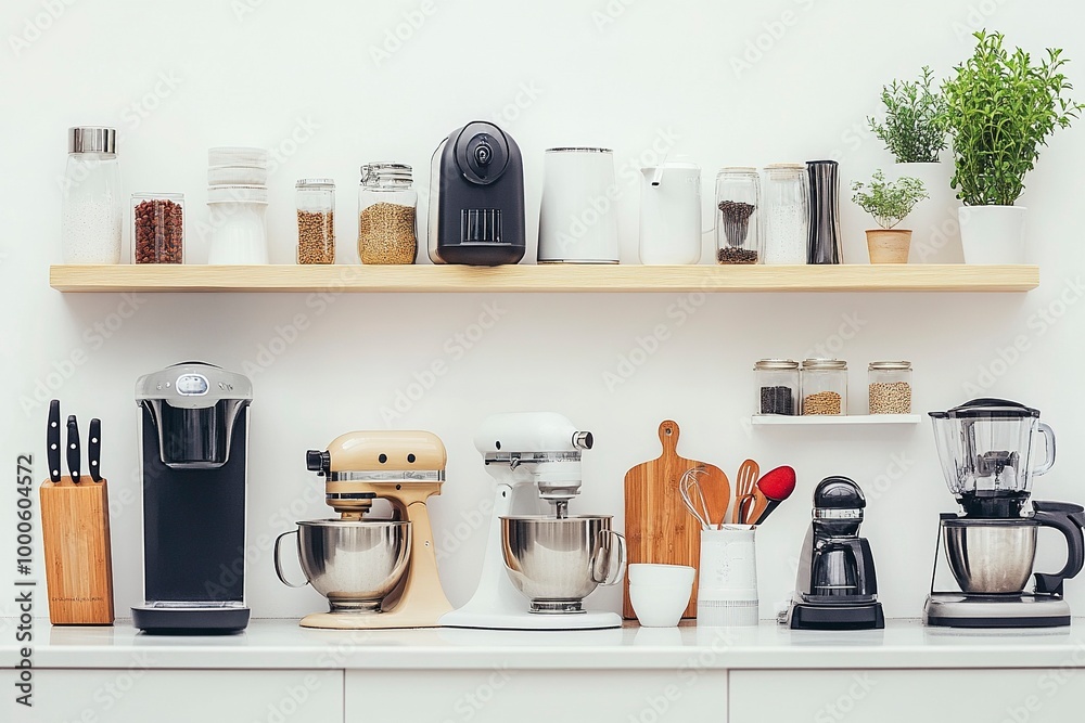 Kitchen Home Appliances - Different household appliances On Neutral Background.generative ai Kitchen Home Appliances - Different household appliances On Neutral Background.generative ai