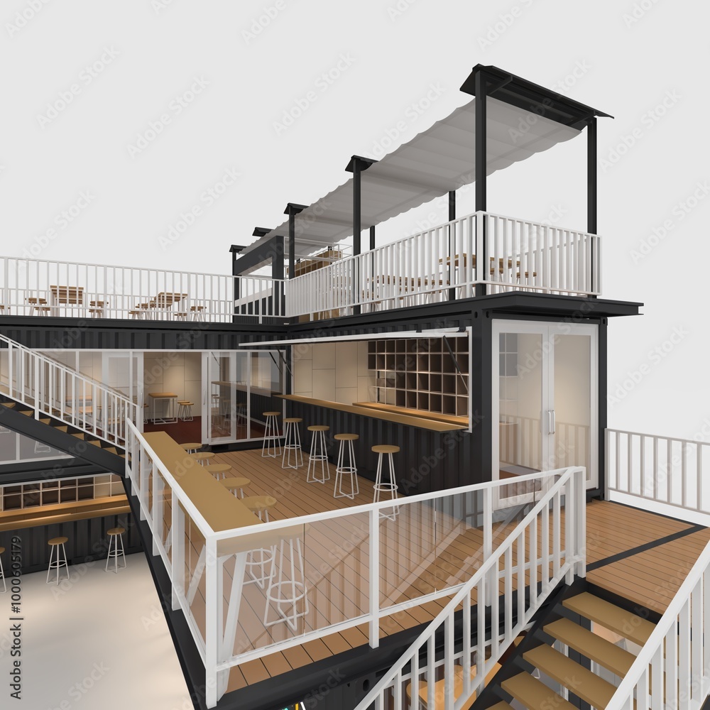 Fototapeta premium 3d render container cafe coffee