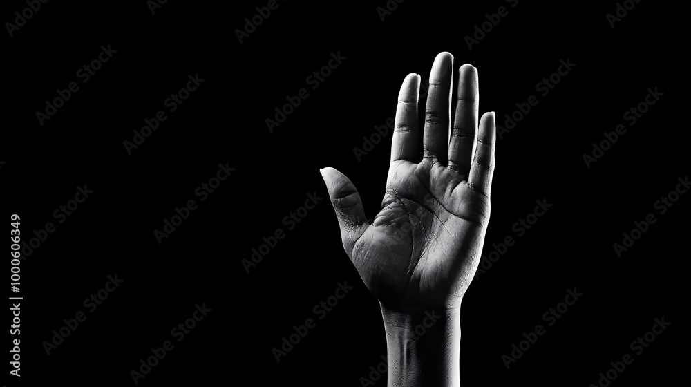 Fototapeta premium A Raised Hand in Black and White