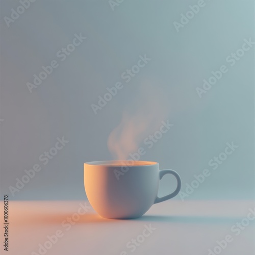 A 3D graphic of a coffee cup with steam rising, symbolizing warmth and comfort during a chilly morning