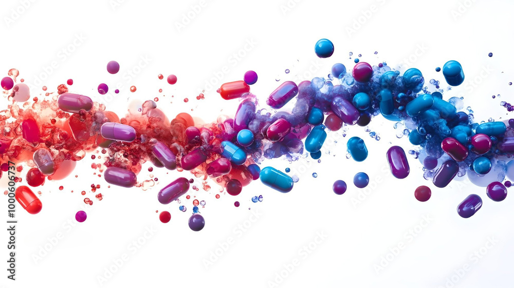 Colorful pills swirling in abstract motion
Colorful pills swirling in abstract motion