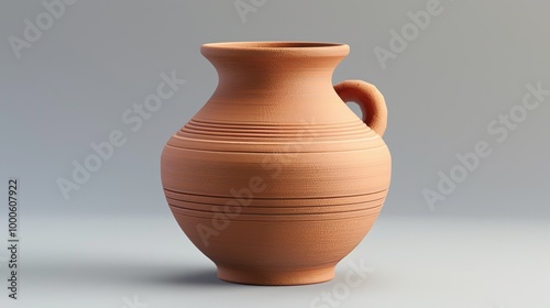 Handcrafted Terracotta Vase with Striped Texture for Rustic Home Decor