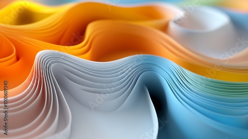 Abstract Colorful Wave Background  Design Element  Texture  Pattern  Graphic  Abstract  Blue  Yellow  White  Curve  Line   D Render  Smooth  Flowing  