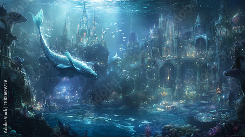 Ethereal merfolk kingdoms brought to life in spaced ads. Merfolk Kingdom. Illustration photo