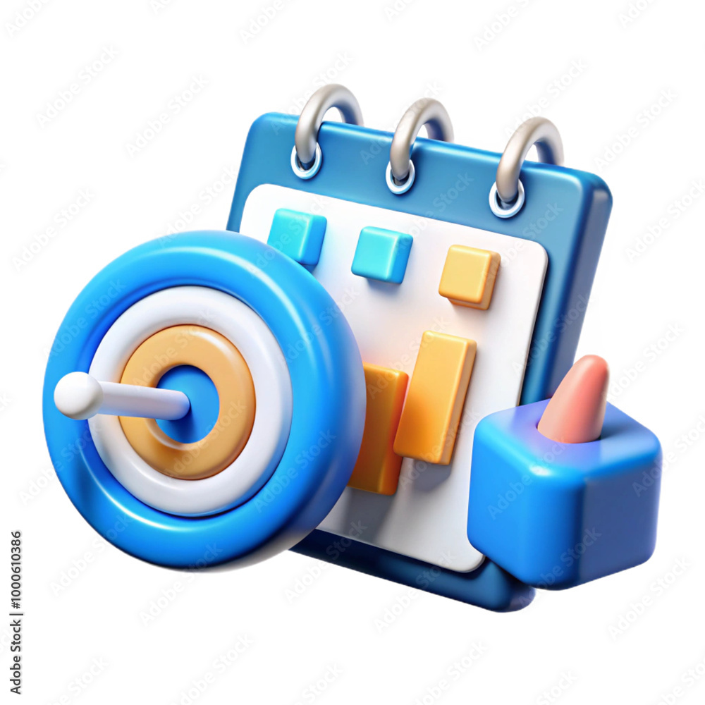 Goal setting 3d cartoon style illustration Goal setting 3d cartoon style illustration