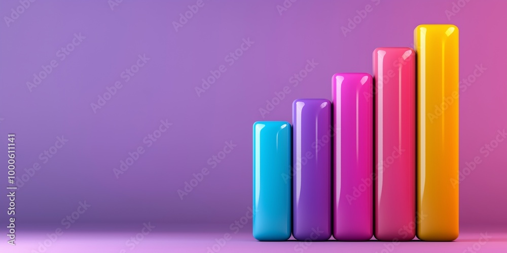 Colorful 3D bar graph representing growth and success on a vibrant background, perfect for business and finance concepts. Colorful 3D bar graph representing growth and success on a vibrant background, perfect for business and finance concepts.