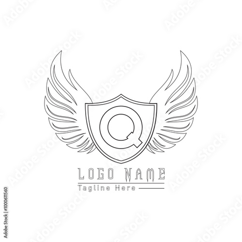 eagle shield letter logo with wings