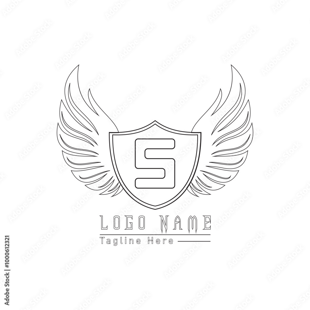 eagle shield letter logo with wings