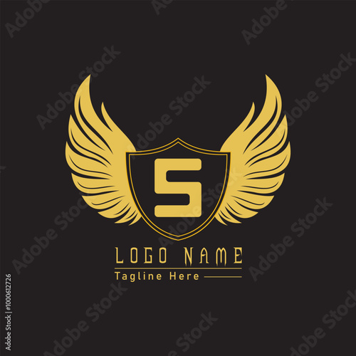 eagle shield letter logo with wings