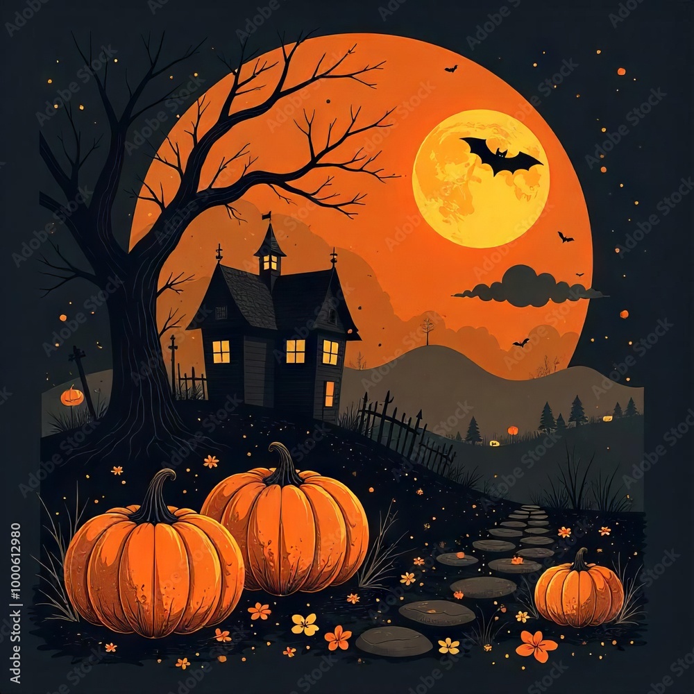 Fototapeta premium halloween background with pumpkins