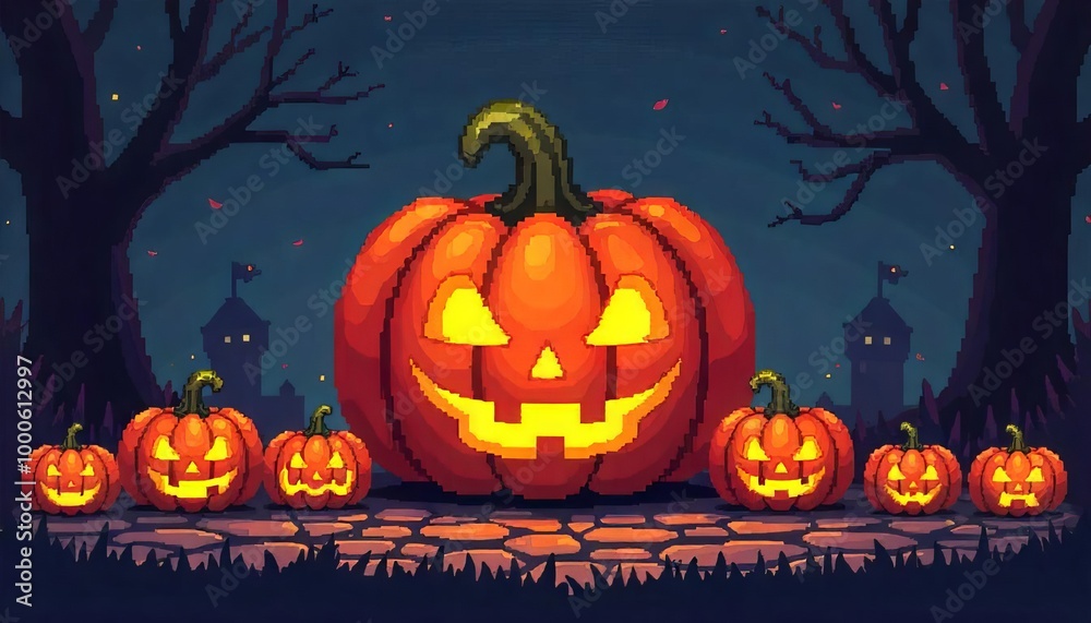 Halloween-themed background featuring pumpkins and bats, capturing the spooky essence of the holiday with a dark, autumnal atmosphere perfect for celebrations in October Halloween-themed background featuring pumpkins and bats, capturing the spooky essence of the holiday with a dark, autumnal atmosphere perfect for celebrations in October