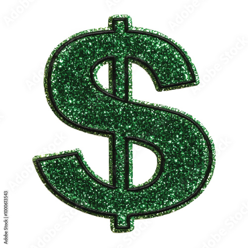 green glitter US Dollar sign vector