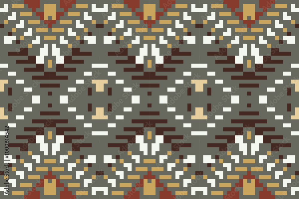 Fototapeta premium Endless Simple Islamic Patternfolk Embroidery, Aztec Geometric Ornament Print. Design for Carpet, Wallpaper, Clothing, Wrapping, Fabric