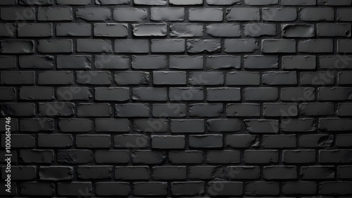 Black brick wall texture background. Black brick wall texture. Black brick wall background generated by AI