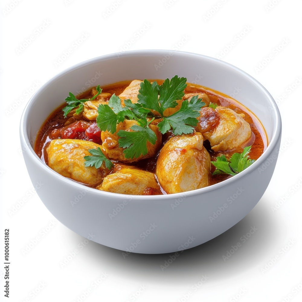 Fototapeta premium Chicken Curry Bowl on White Background