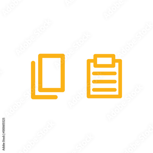 Document icon. Clipboard and document. copy and paste the illustration icon with gold color. Design element illustration ui application