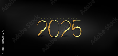 We Wish You A Happy New Year 2025 Gold Text And Beautiful Design