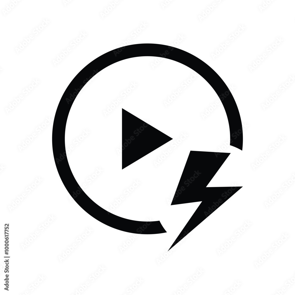Play button icon. Flat design style eps 10. Charging power media player illustration element design. Charging power icon on media flayer for various purposes Play button icon. Flat design style eps 10. Charging power media player illustration element design. Charging power icon on media flayer for various purposes