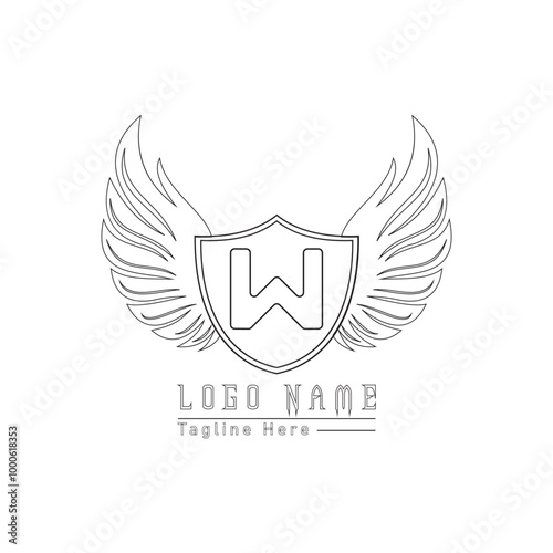 eagle shield letter logo with wings